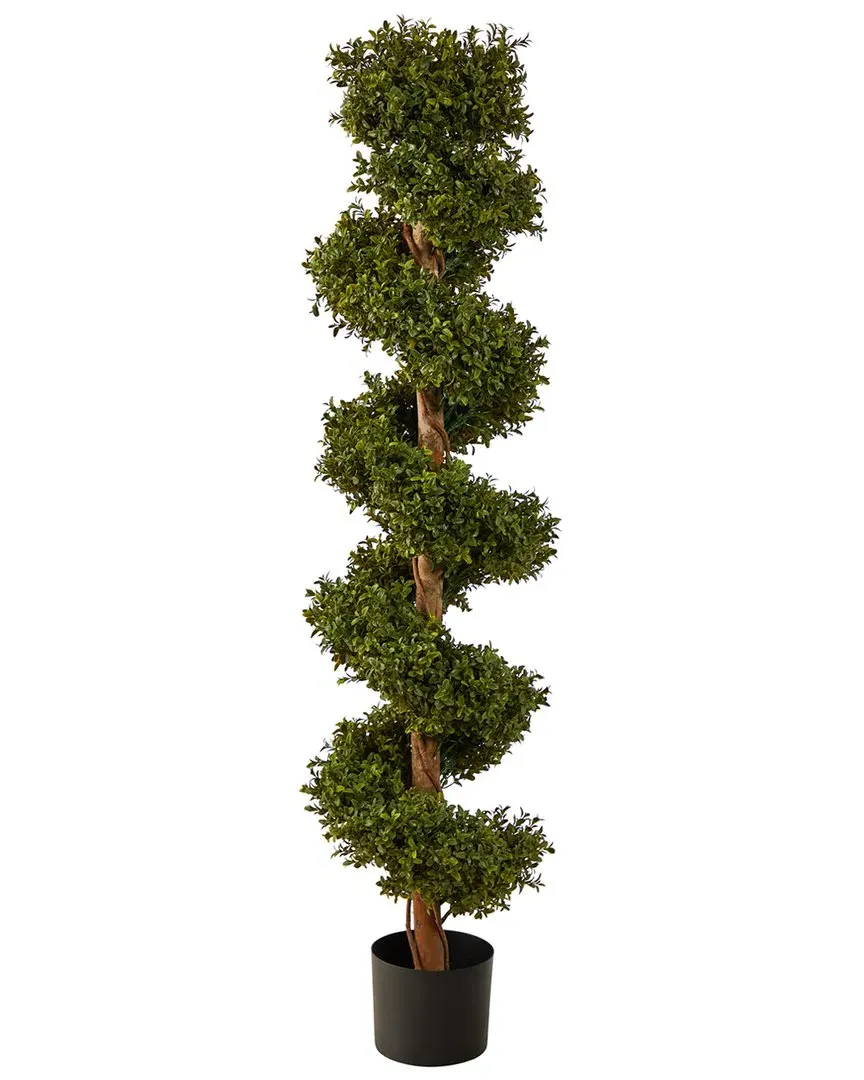 5ft Boxwood Spiral Topiary Artificial Tree - Green image