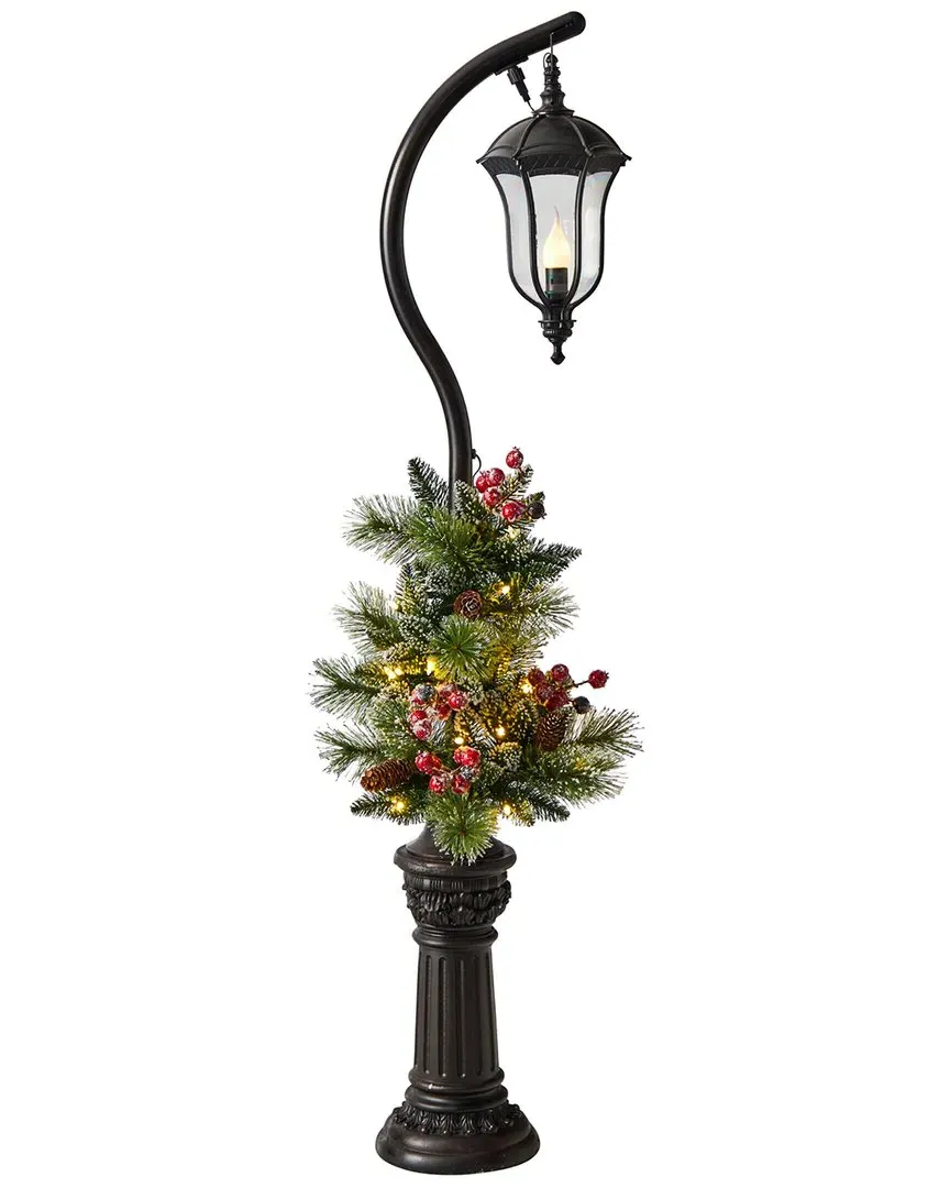 5ft Decorated Lamp Post with Swag - Green