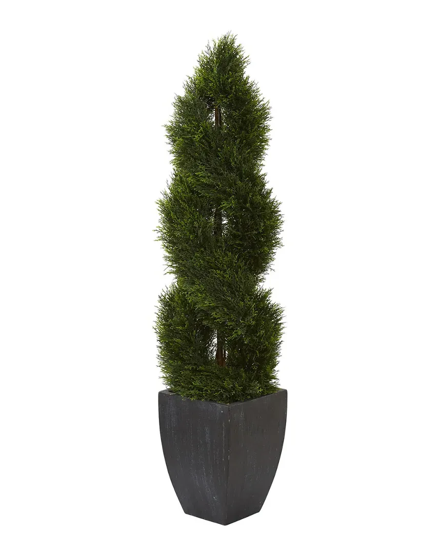 5ft Double Pond Cypress Spiral Topiary Artificial Tree - Green