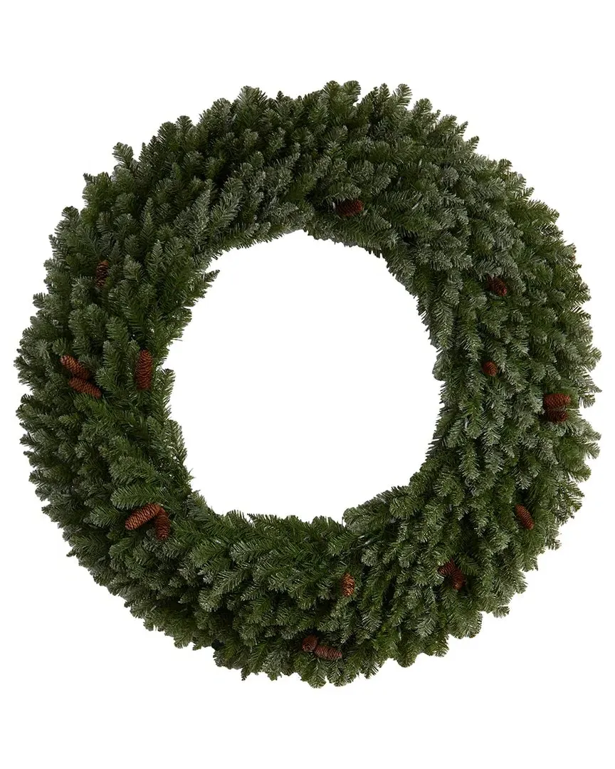 5Ft Flocked Artificial Christmas Wreath - Green image