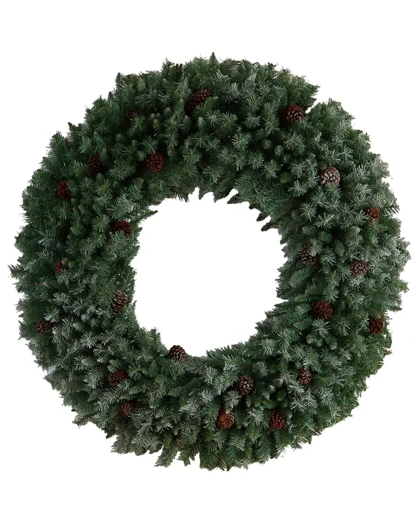 5ft Giant Flocked Artificial Christmas Wreath with 400 LEDs - Green