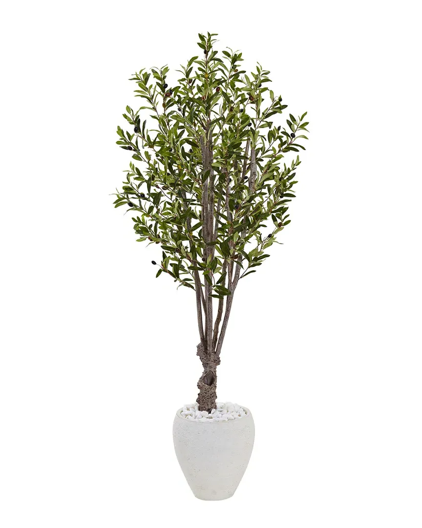 5ft Olive Artificial Tree with Planter - White