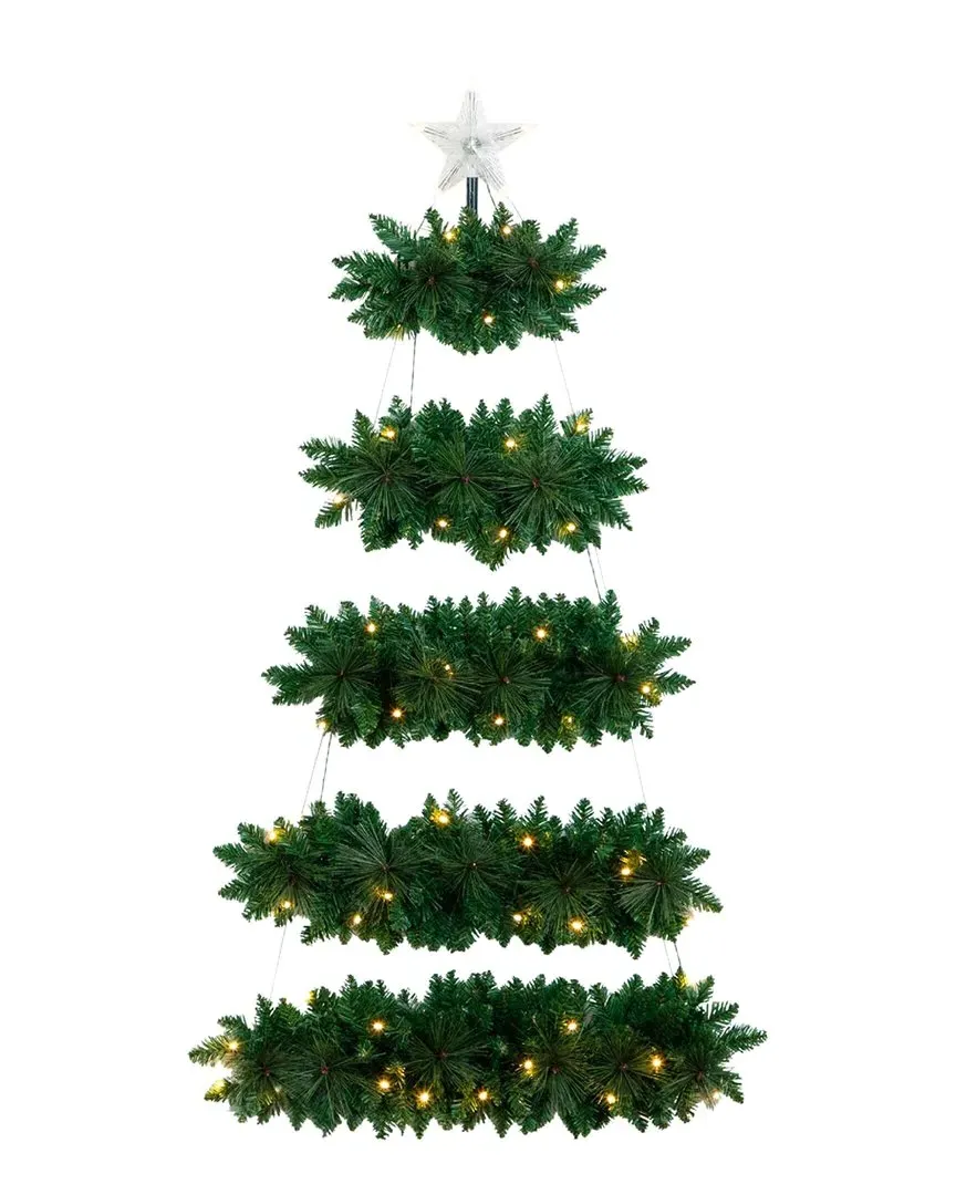 5ft Wall Hanging Christmas Tree with LED Lights - Green image