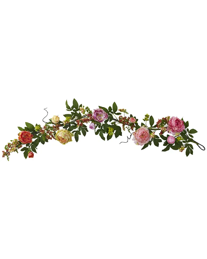 60'' Mixed Peony & Berry Garland - Pink image