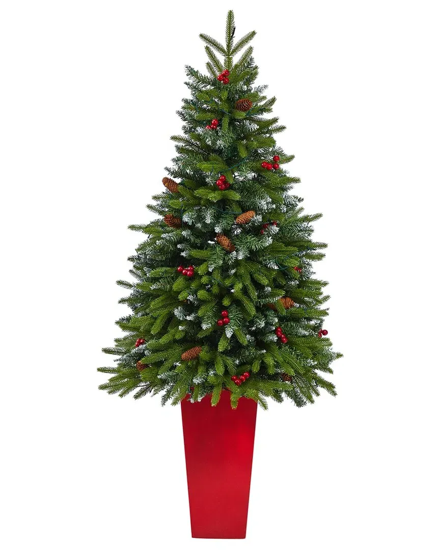 62In Snow Tipped Portland Spruce Artificial Christmas Tree - Green