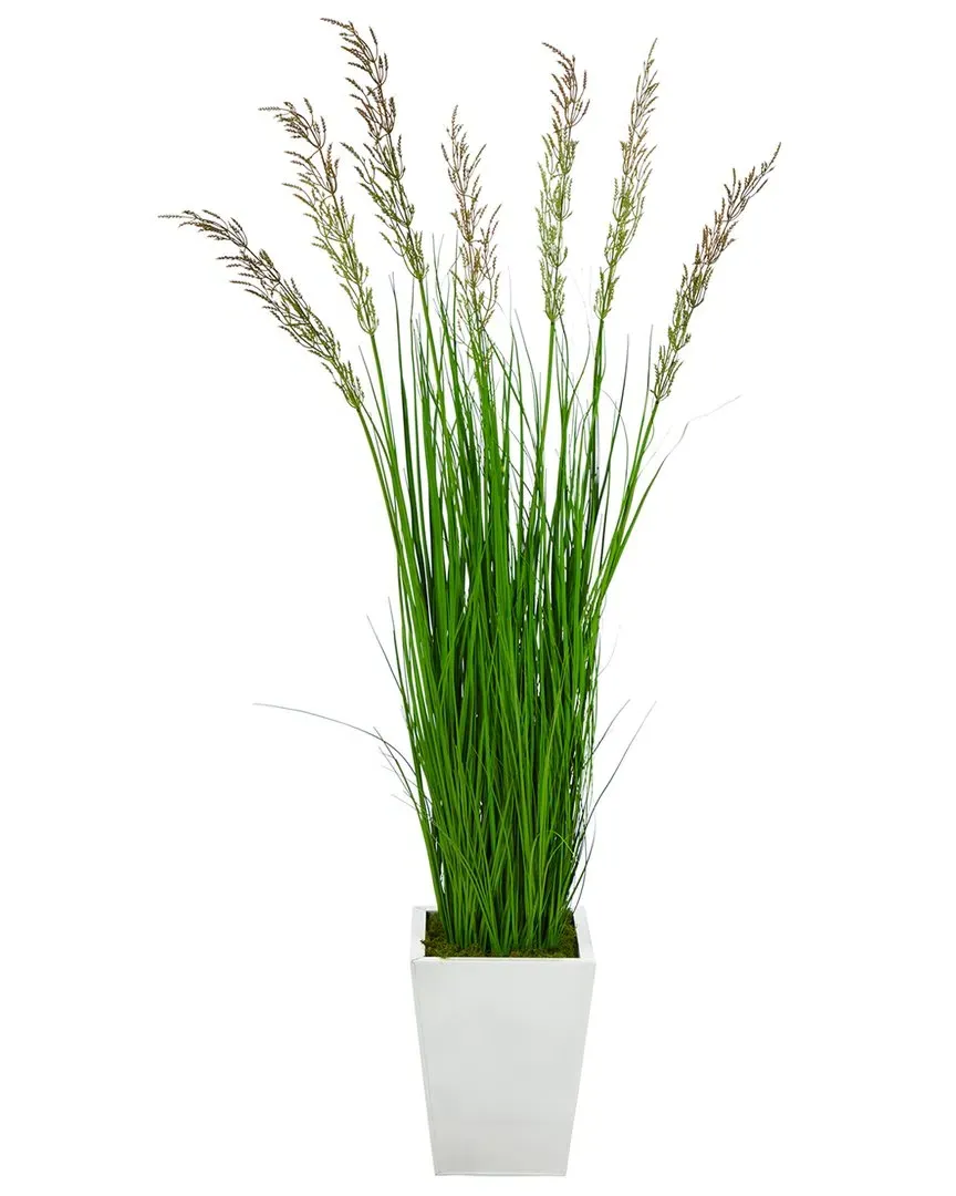 64in Wheat Grass Artificial Plant in Metal Planter - Green