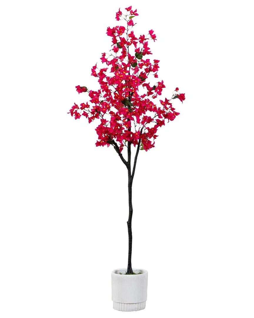 6ft Artificial Bougainvillea Tree with Decorative Planter - Pink