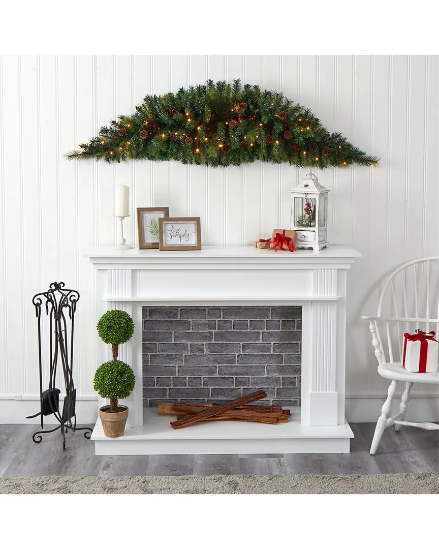 6ft Artificial Christmas Swag with LED Lights - Green image