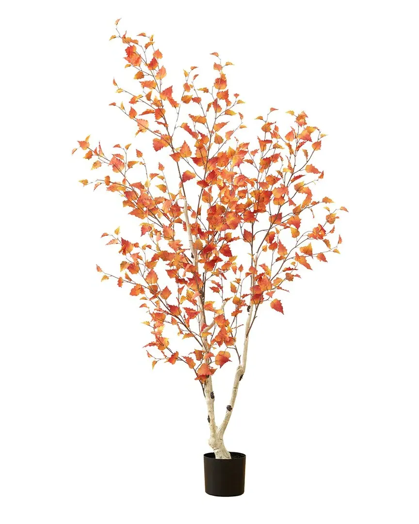 6ft Autumn Birch Artificial Tree - Orange