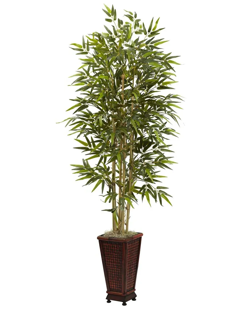 6ft Bamboo Tree with Decorative Planter - Green