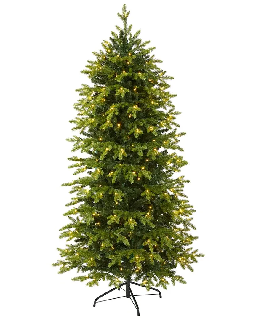 6ft Belgium Fir Artificial Christmas Tree with LED Lights - Green image