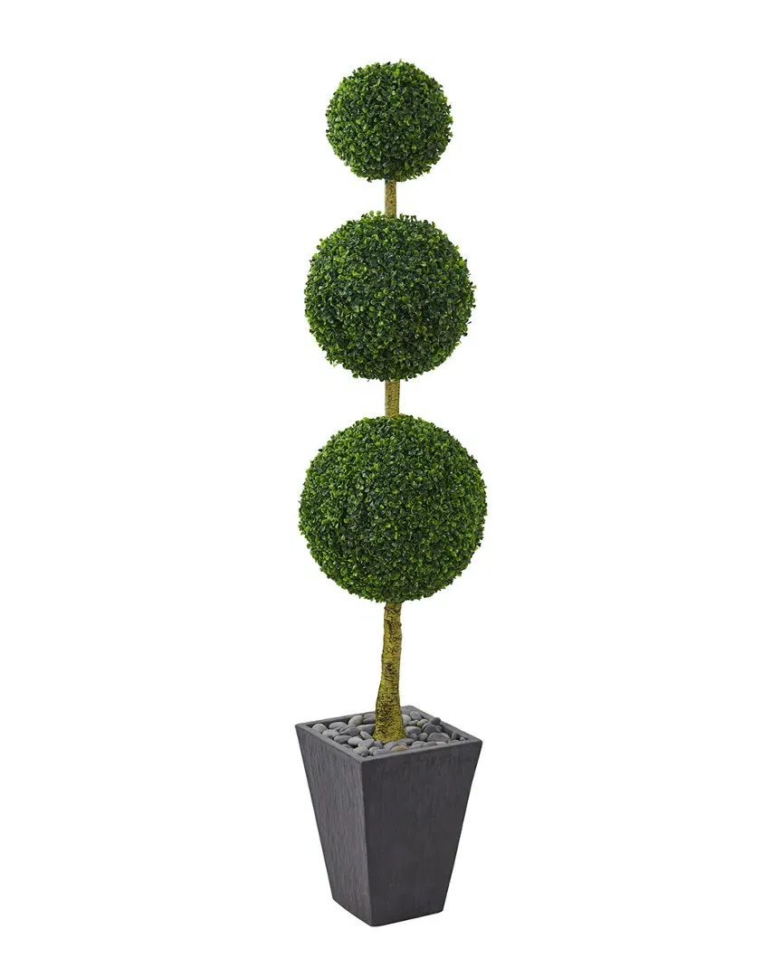 6ft Boxwood Triple Ball Topiary Artificial Tree - Green