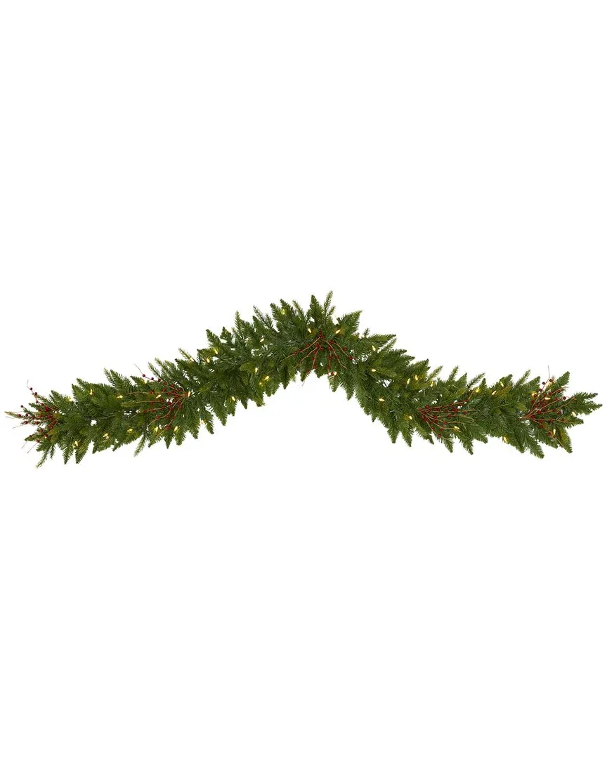 6ft Christmas Pine Artificial Garland with LED Lights - Green