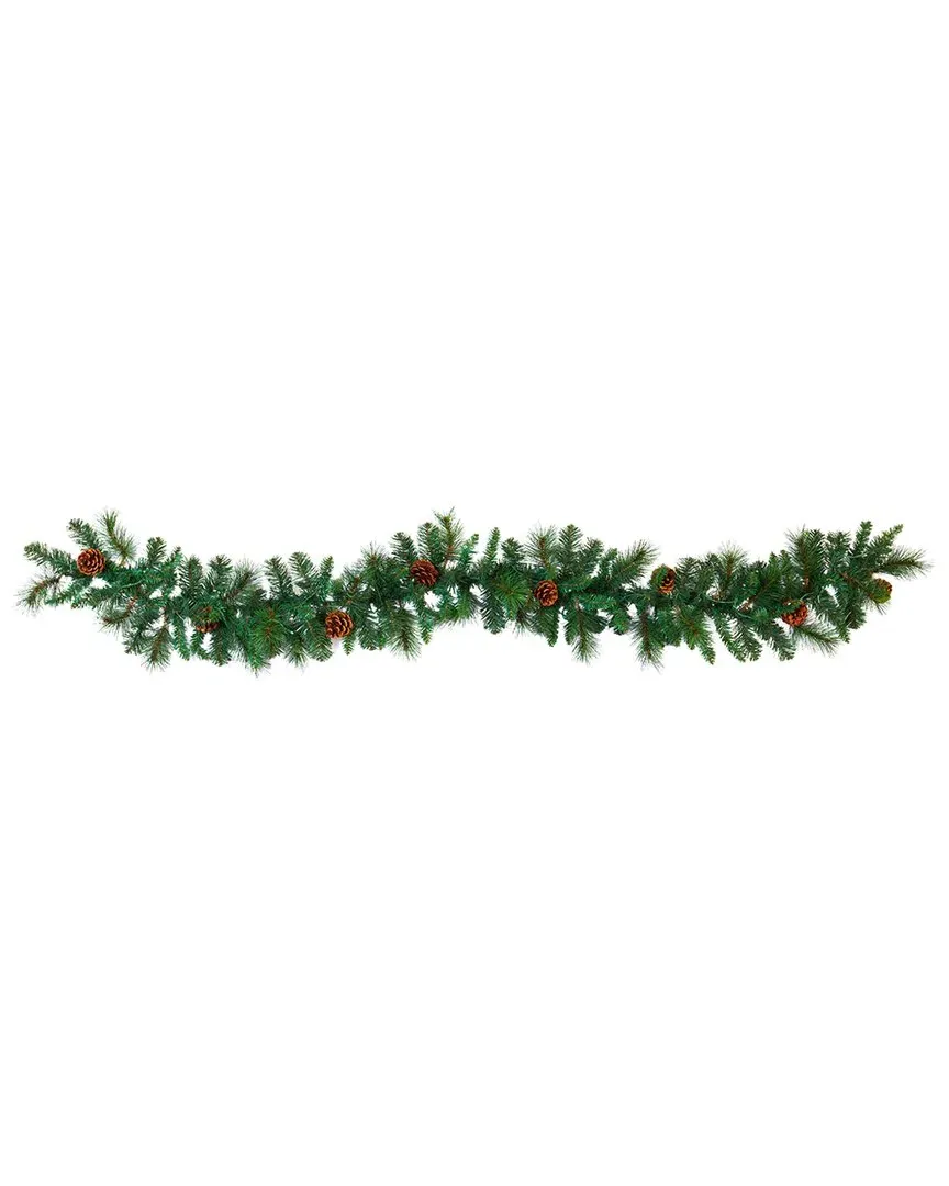 6ft Mixed Pine Artificial Garland with LED Lights - Green image