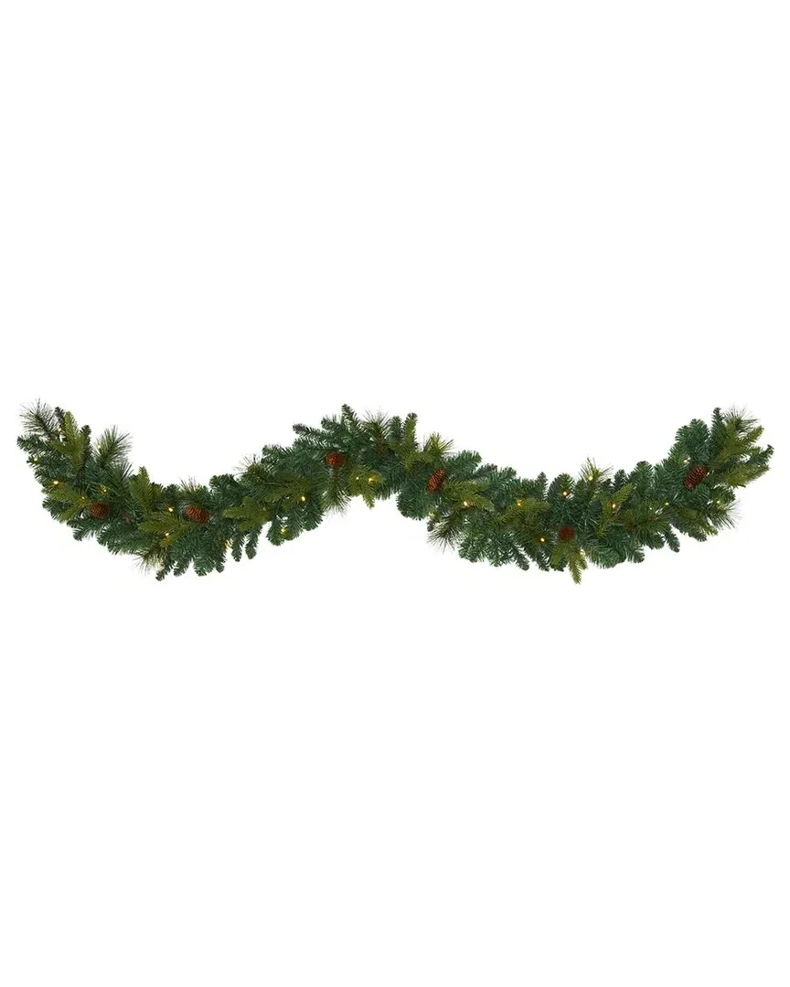 6ft Mixed Pine Artificial Garland with Pinecones - Green