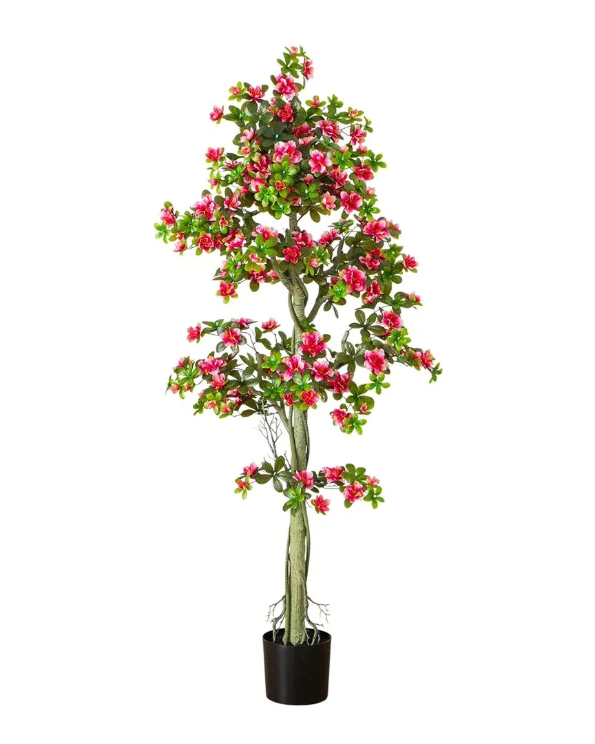 6ft UV-Resistant Artificial Azalea Tree - Pink