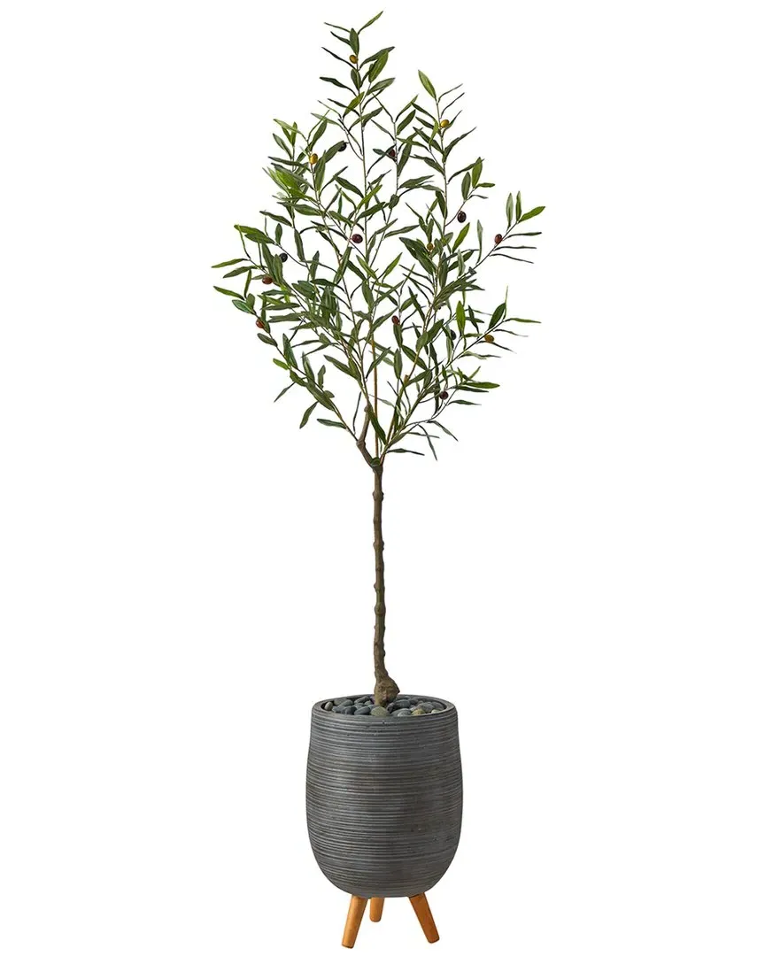 70in Olive Artificial Tree with Tripod Stand - Green, Gray