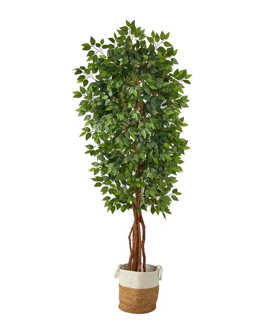 7.5ft Artificial Ficus Tree with Basket - Green