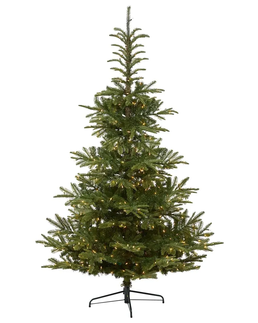 7.5ft Layered Washington Spruce Christmas Tree with Lights - Green