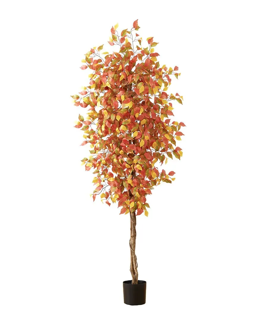 7ft Autumn Ficus Artificial Tree - Orange image