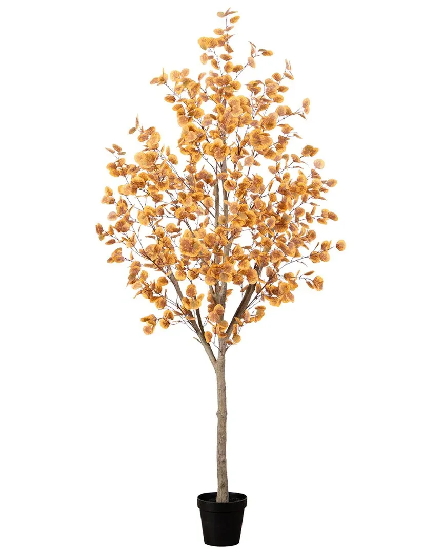 8ft Artificial Autumn Eucalyptus Tree - Orange