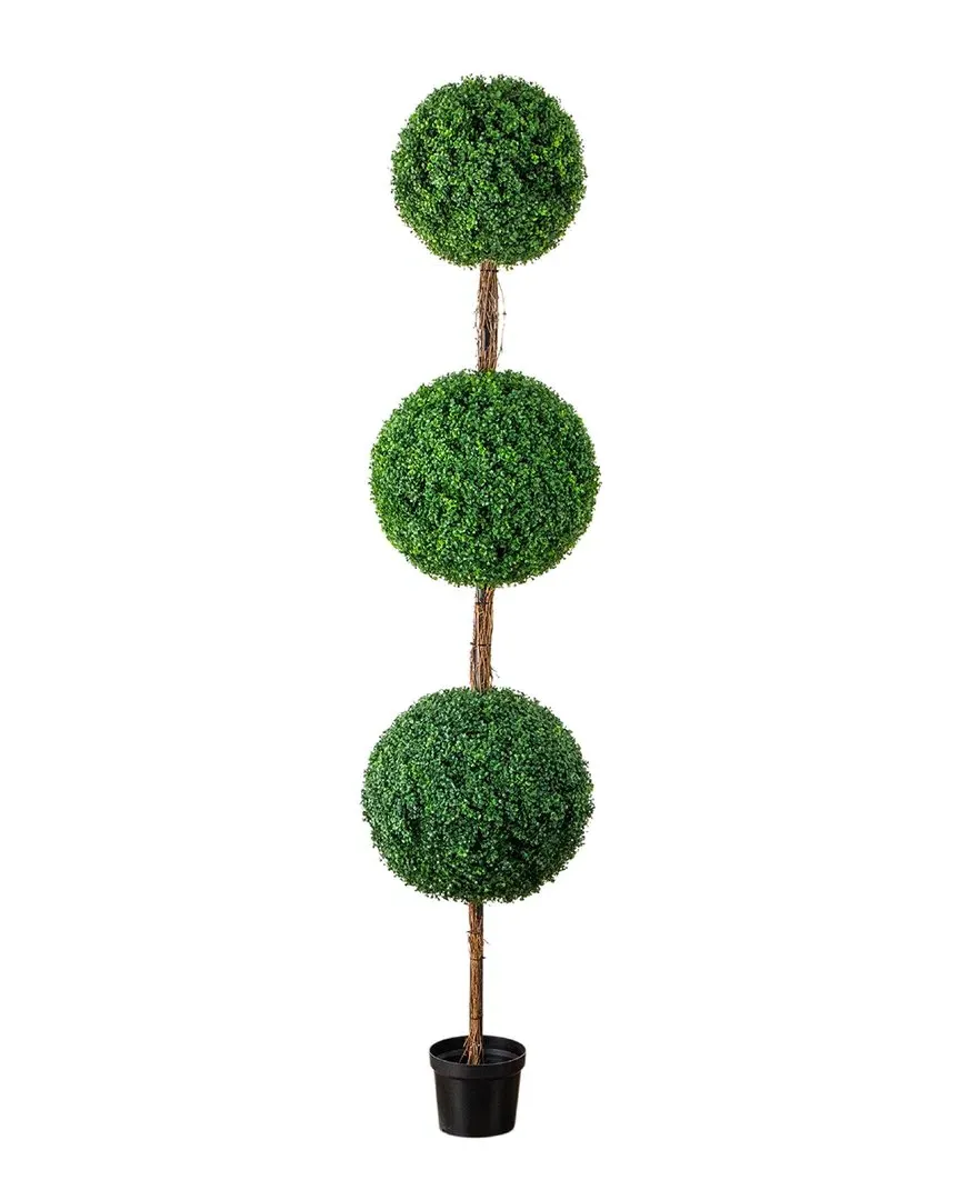 8ft Triple Ball Boxwood Artificial Topiary Tree UV Resistant - Green