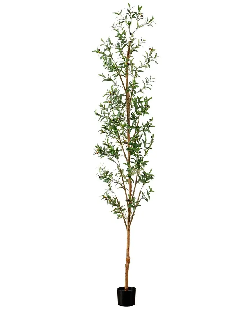 9ft Artificial Olive Tree with Natural Trunk - Green