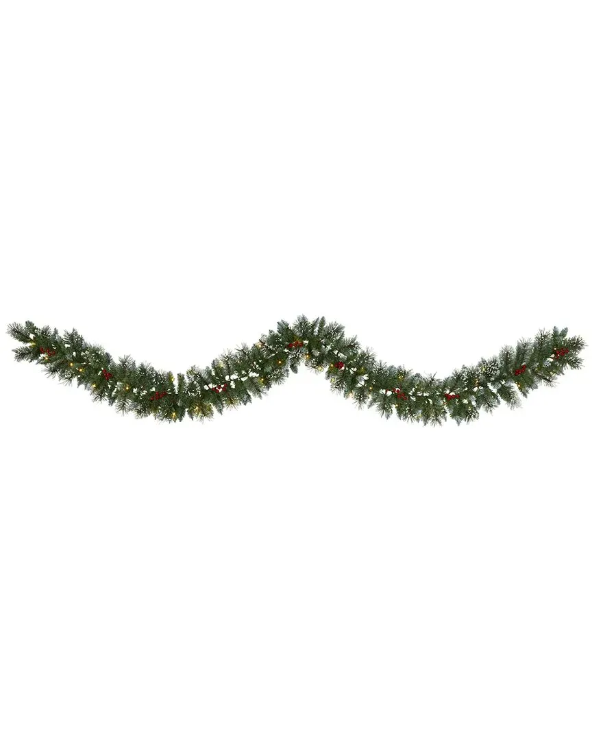 9ft Frosted Swiss Pine Artificial Garland - Green image