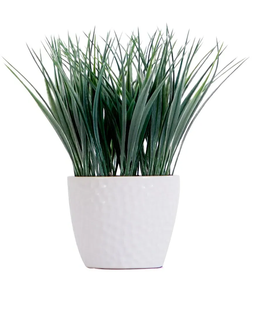 9in Artificial Grass Plant with Decorative Planter - Green image