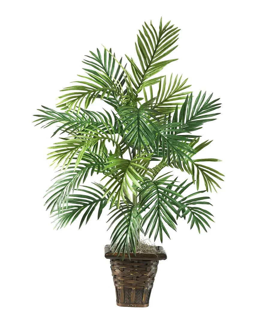 Areca Palm with Wicker Basket Silk Plant - Green