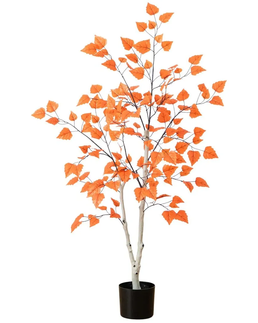 Autumn Paper Birch Artificial Tree 4ft - Orange