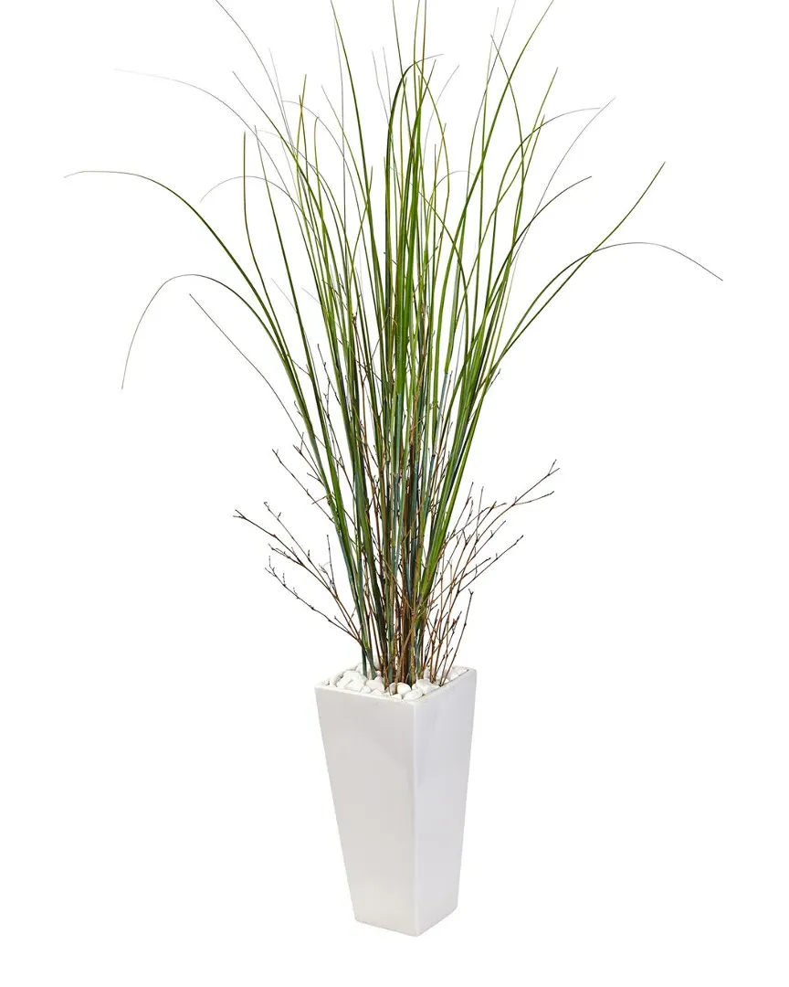 Bamboo Grass Artificial Plant - Green, Ceramic
