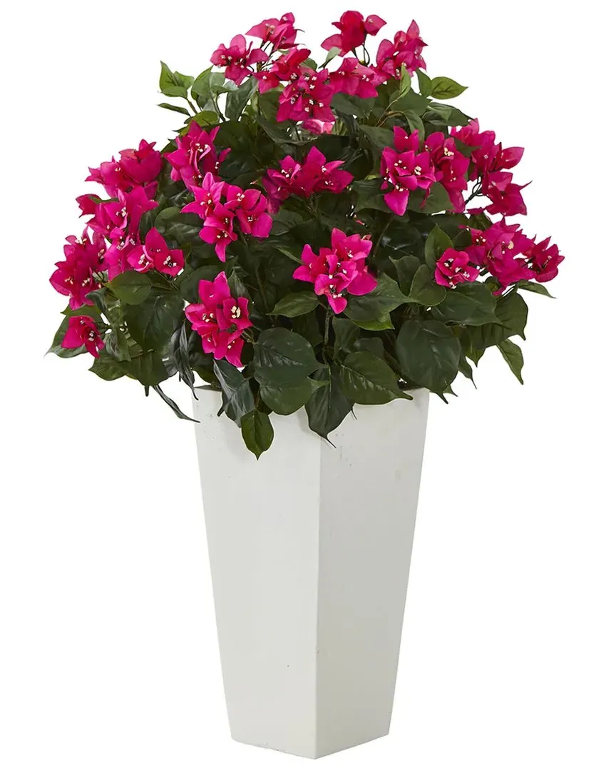 Bougainvillea Artificial Plant in White Tower Planter - Pink image