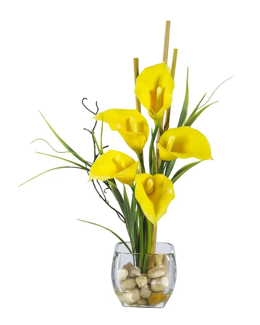 Calla Lily Liquid Illusion Silk Flower Arrangement - Yellow image