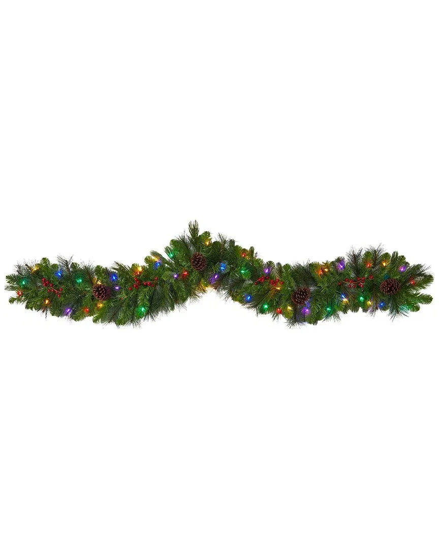 Colorado Fir Artificial Christmas Garland with LED Lights - Green image