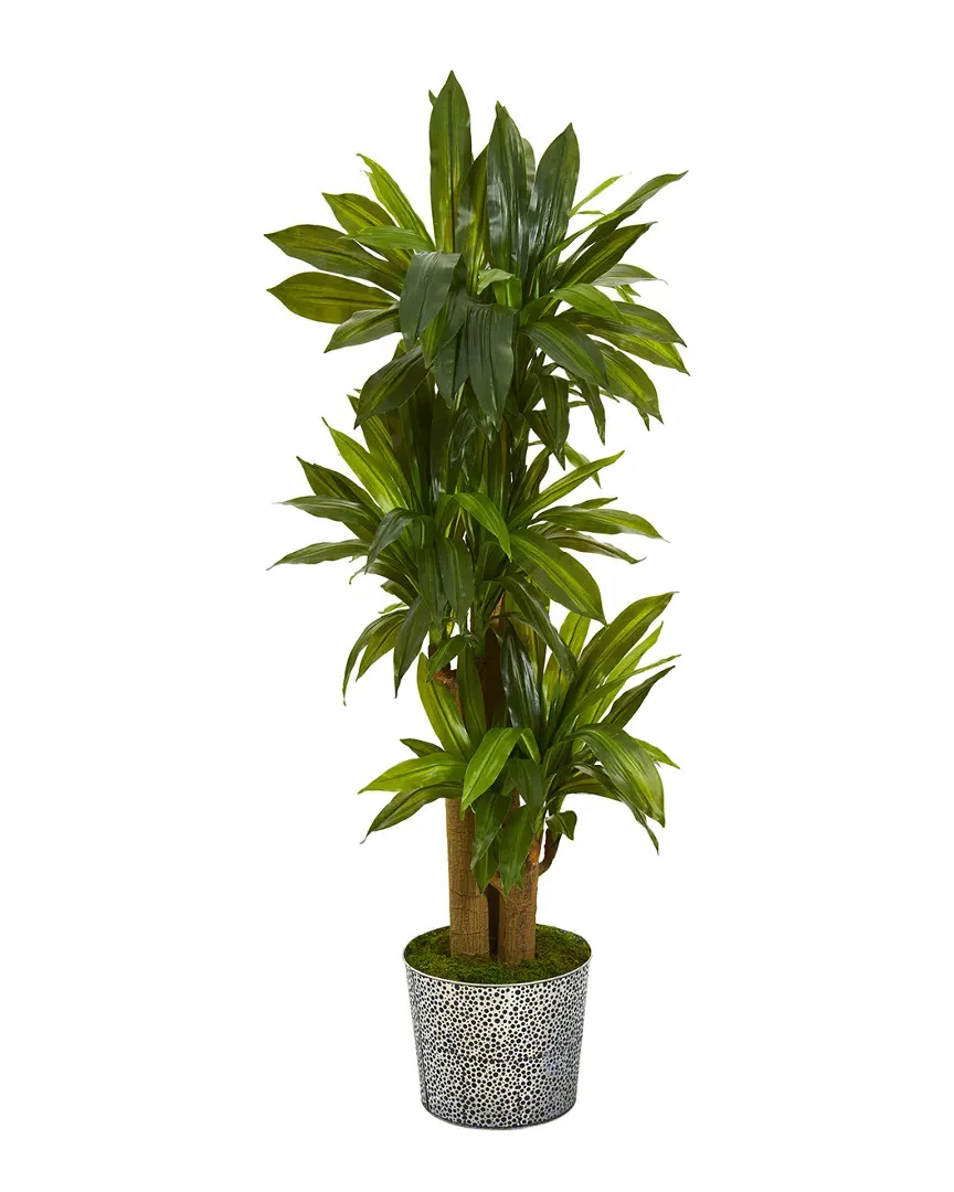 Corn Stalk Dracaena Artificial Plant - Green, Tin Planter