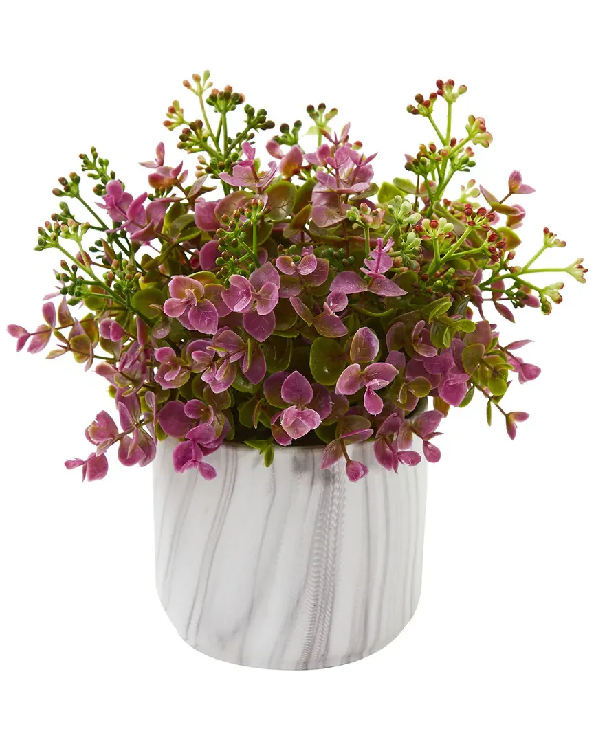 Eucalyptus Artificial Plant in Marble Vase - Purple image