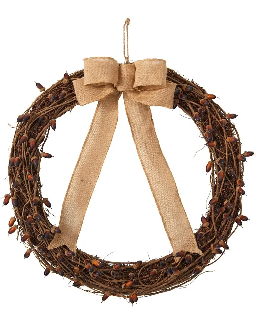 Fall Acorn & Bow Autumn Wreath - Brown