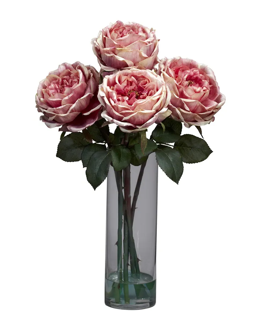Fancy Rose with Cylinder Vase Silk Flower Arrangement