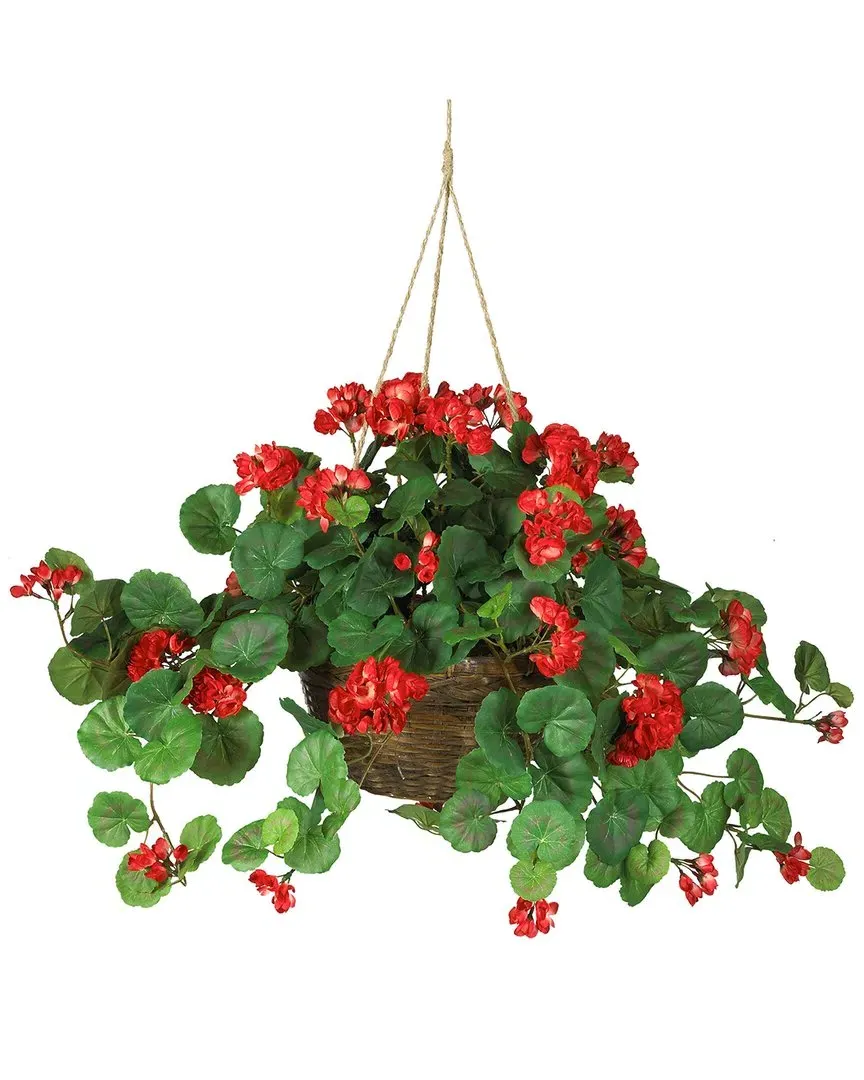Geranium Hanging Basket Silk Plant - Red image