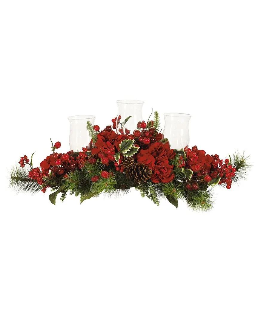 Hydrangea Holiday Candelabrum - Red, Polyester