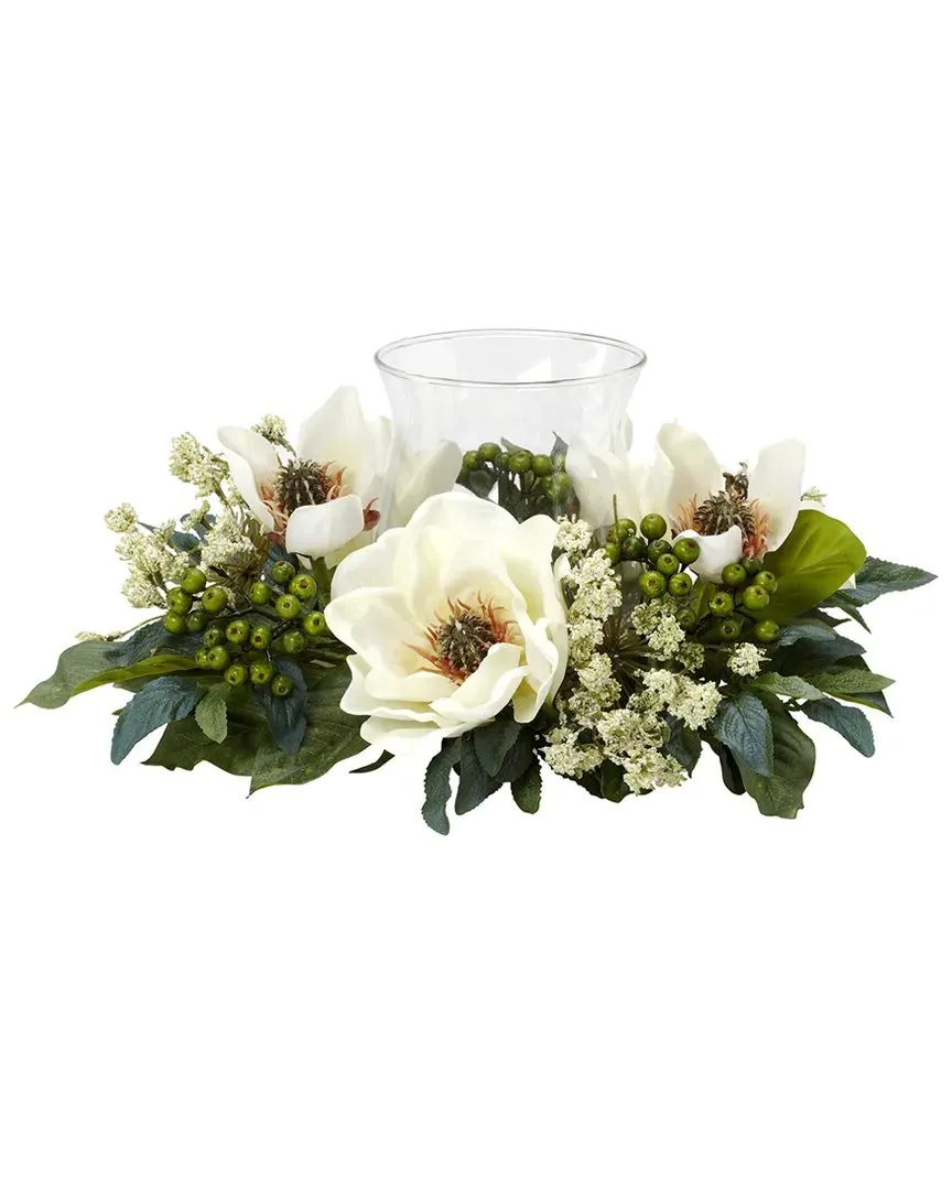 Magnolia Candelabrum Silk Flower Arrangement - White image