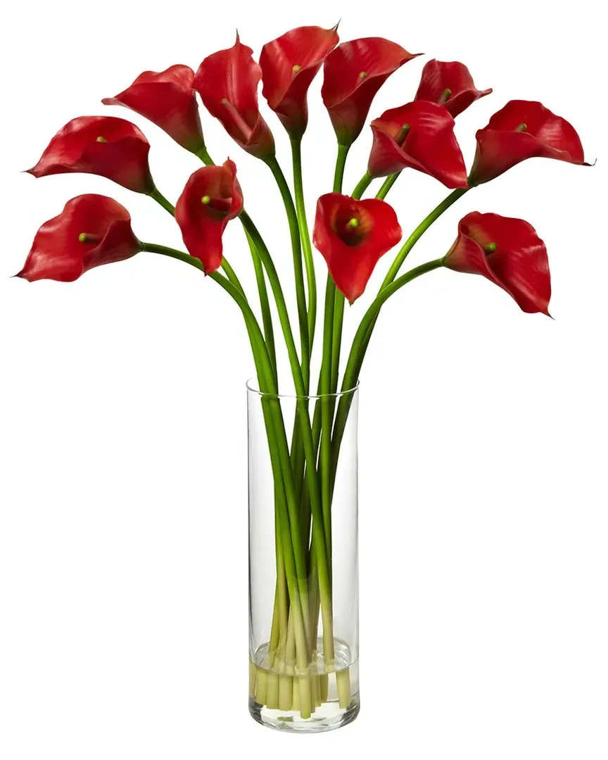 Mini Calla Lily Silk Flower Arrangement - Red