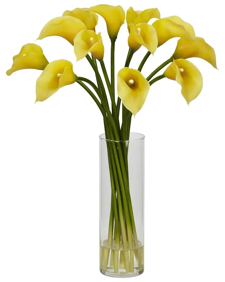Mini Calla Lily Silk Flower Arrangement - Yellow image