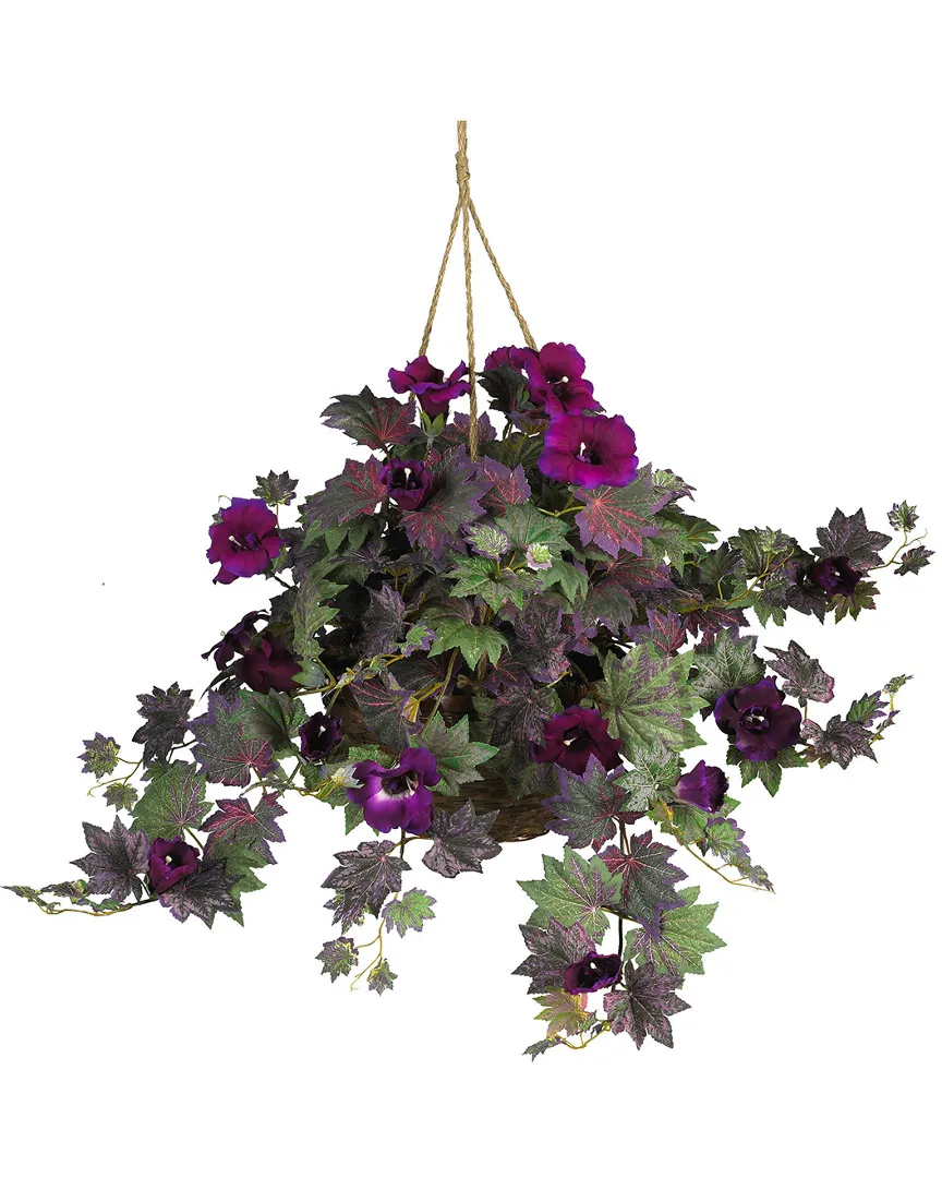 Morning Glory Hanging Basket Silk Plant - Purple image