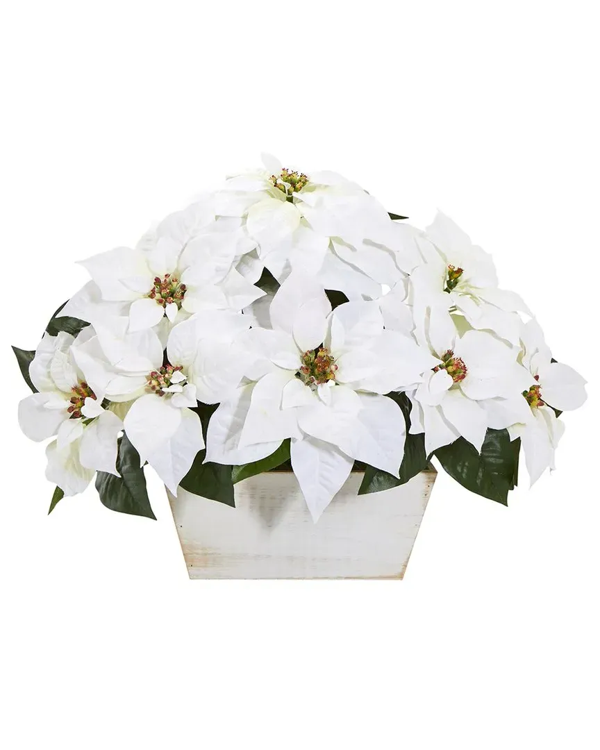 Nearly Natural 16In Poinsettia Artificial Arrangement - White image