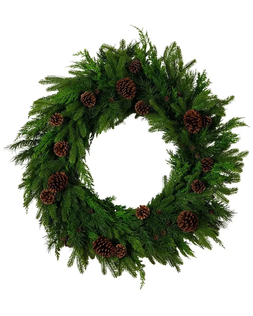 Nearly Natural 30In Norfolk Mixed Pine Wreath - Green image
