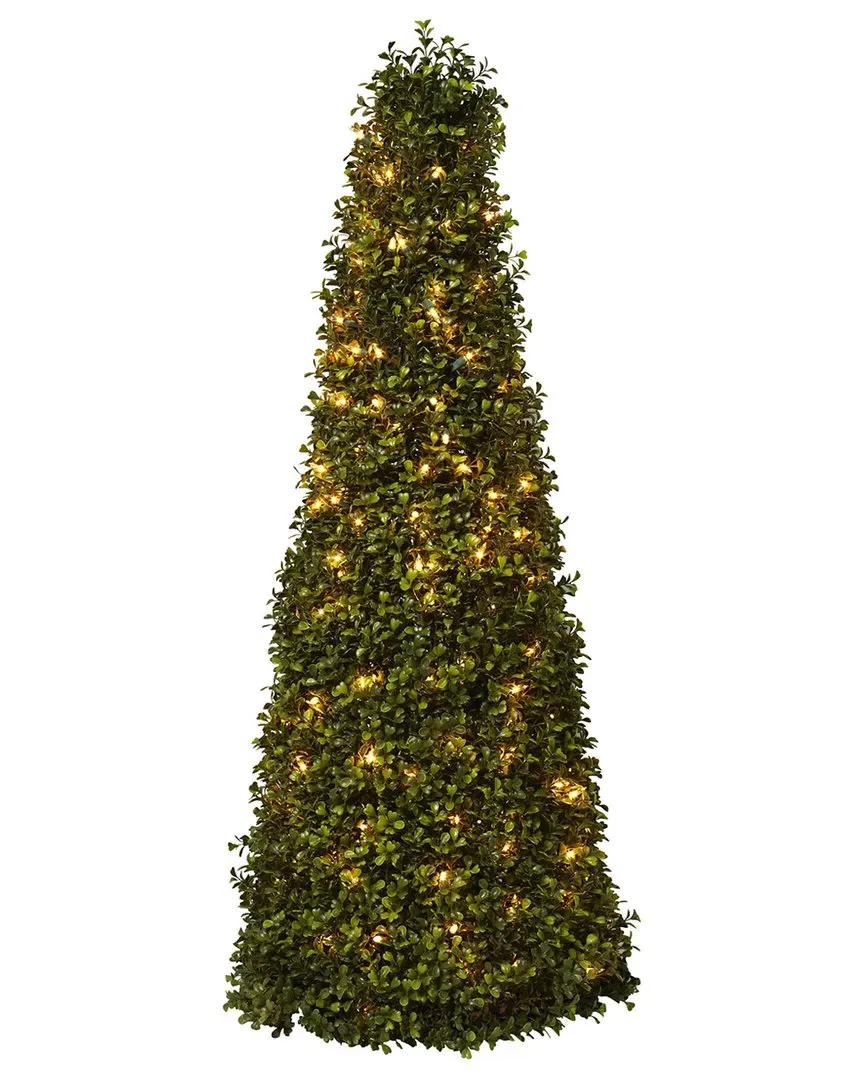 Nearly Natural 39In Boxwood Cone with Lights - Green image