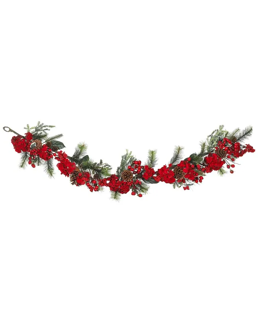 Nearly Natural 72in Hydrangea Garland - Red image