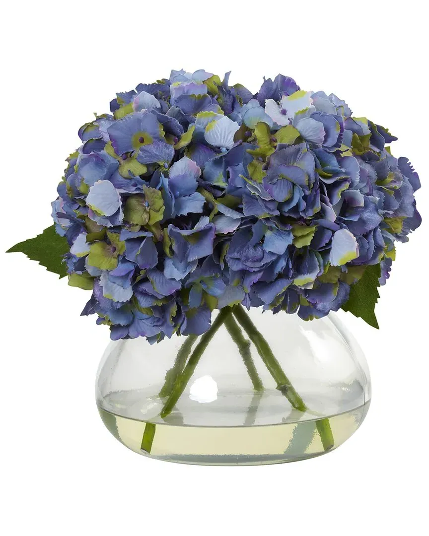 Nearly Natural Large Blooming Hydrangea with Vase - Blue image